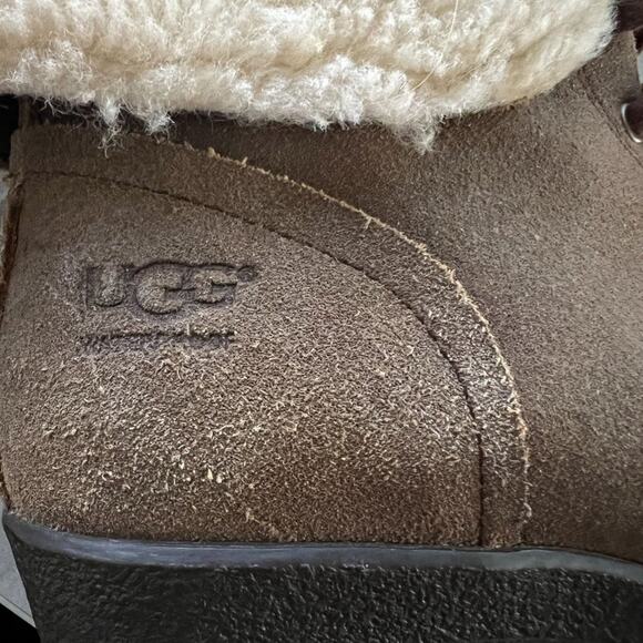Ugg Australia Womens Zea Brown Leather Waterproof Wedge Boots Size 8 - Picture 4 of 8